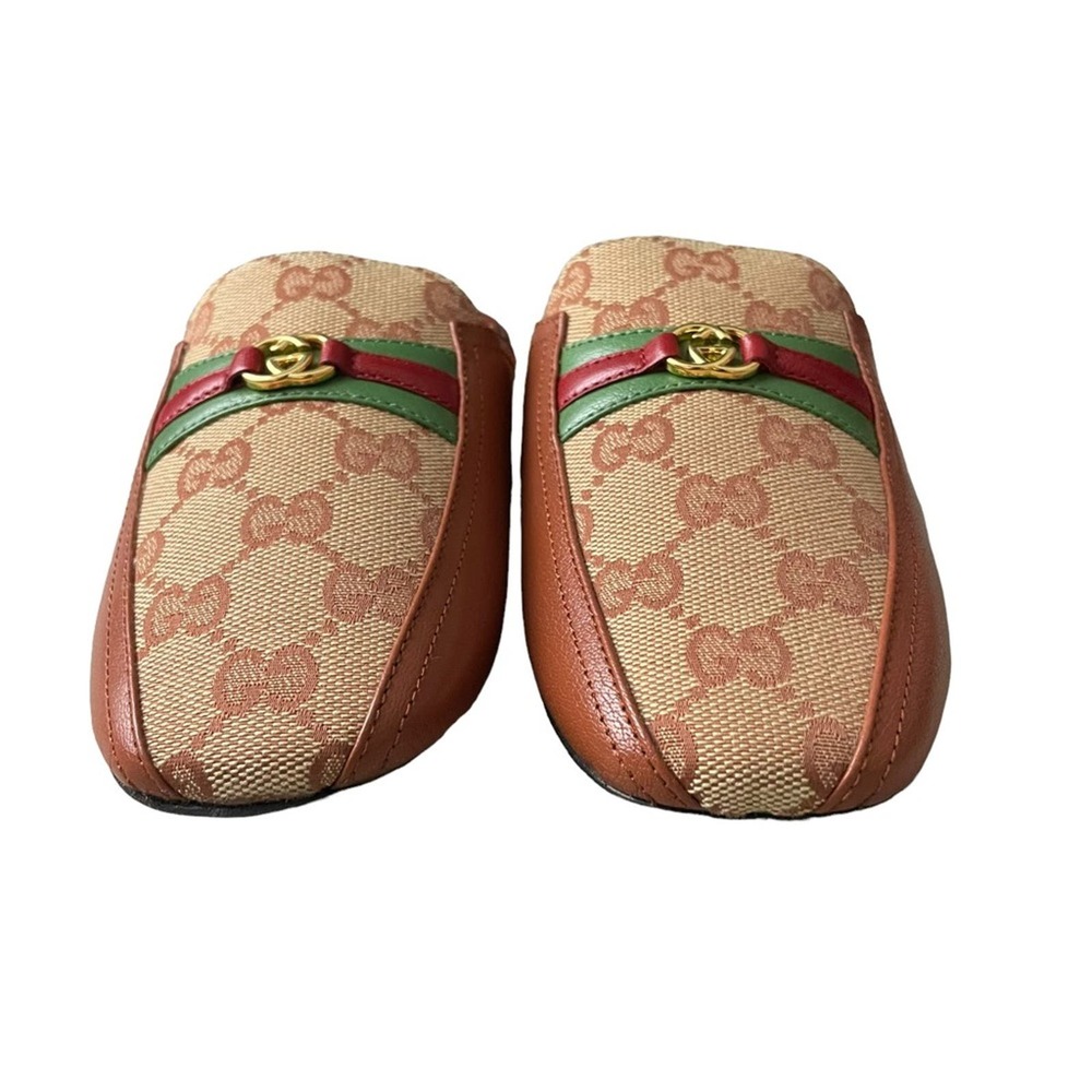 NEW Gucci Princetown GG Monogram Mules Slide Brown Size 37 - Picture 2 of 11